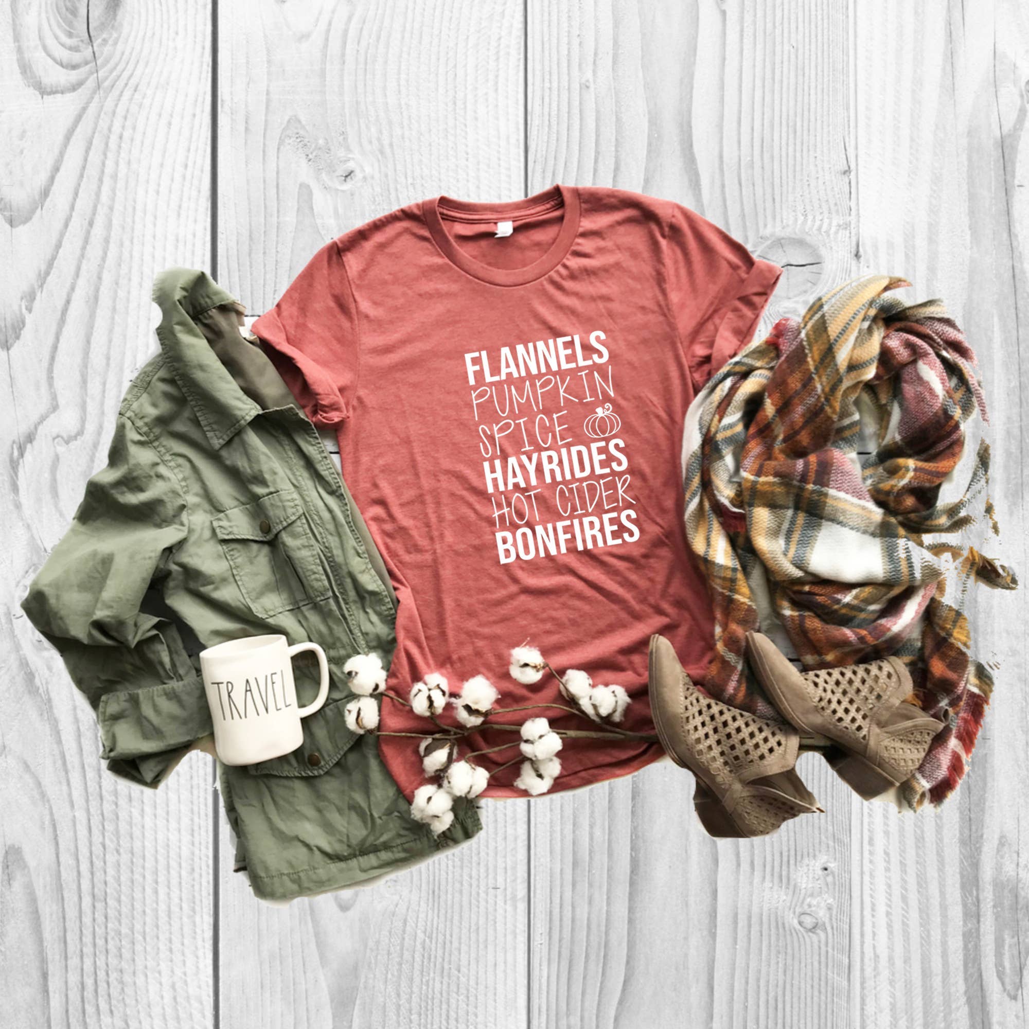 My Bella Vida Inc. - Wholesale Screen Printed T-Shirt - Unisex - Flannels, Pumpkin Spice Shirt, Fall Shirt, Autumn Shirt0