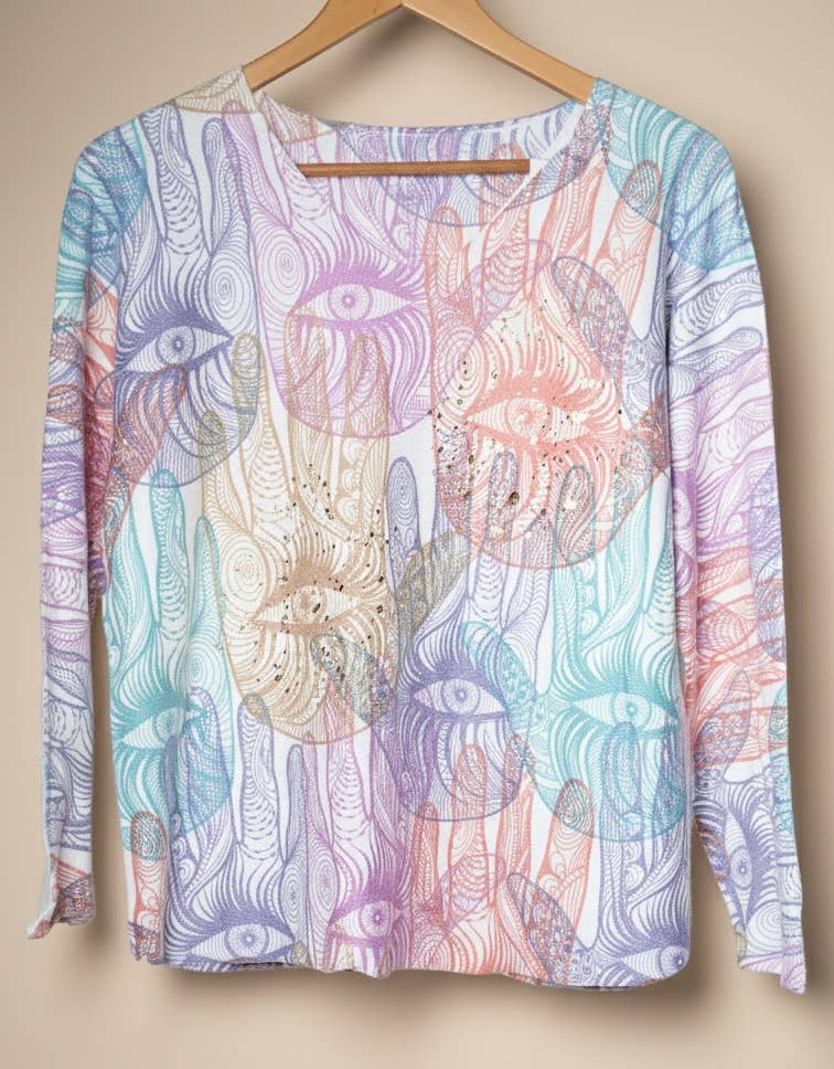 Beige Psychedelic sweater - I1605-053 for wholesale on Faire1