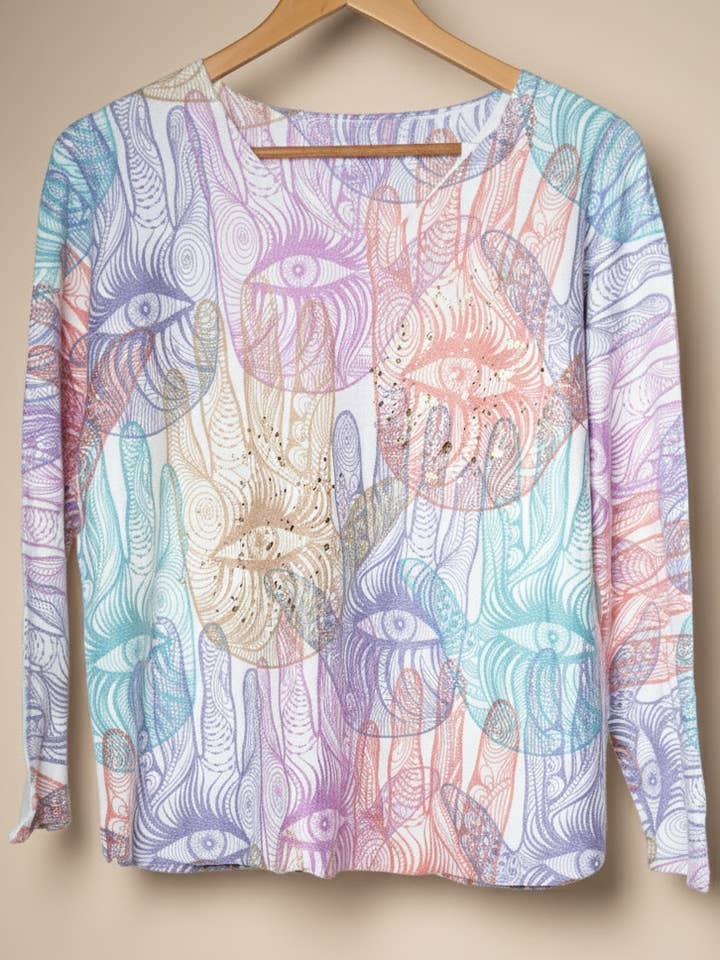 Beige Psychedelic sweater - I1605-053 for wholesale on Faire1
