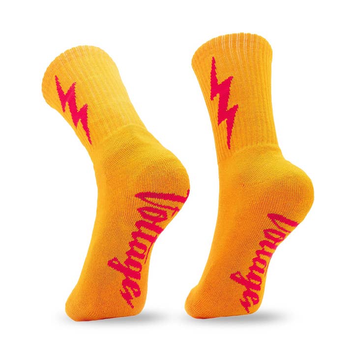 Orange Lucky Cotton Crew Socks for wholesale by Voltage LTD