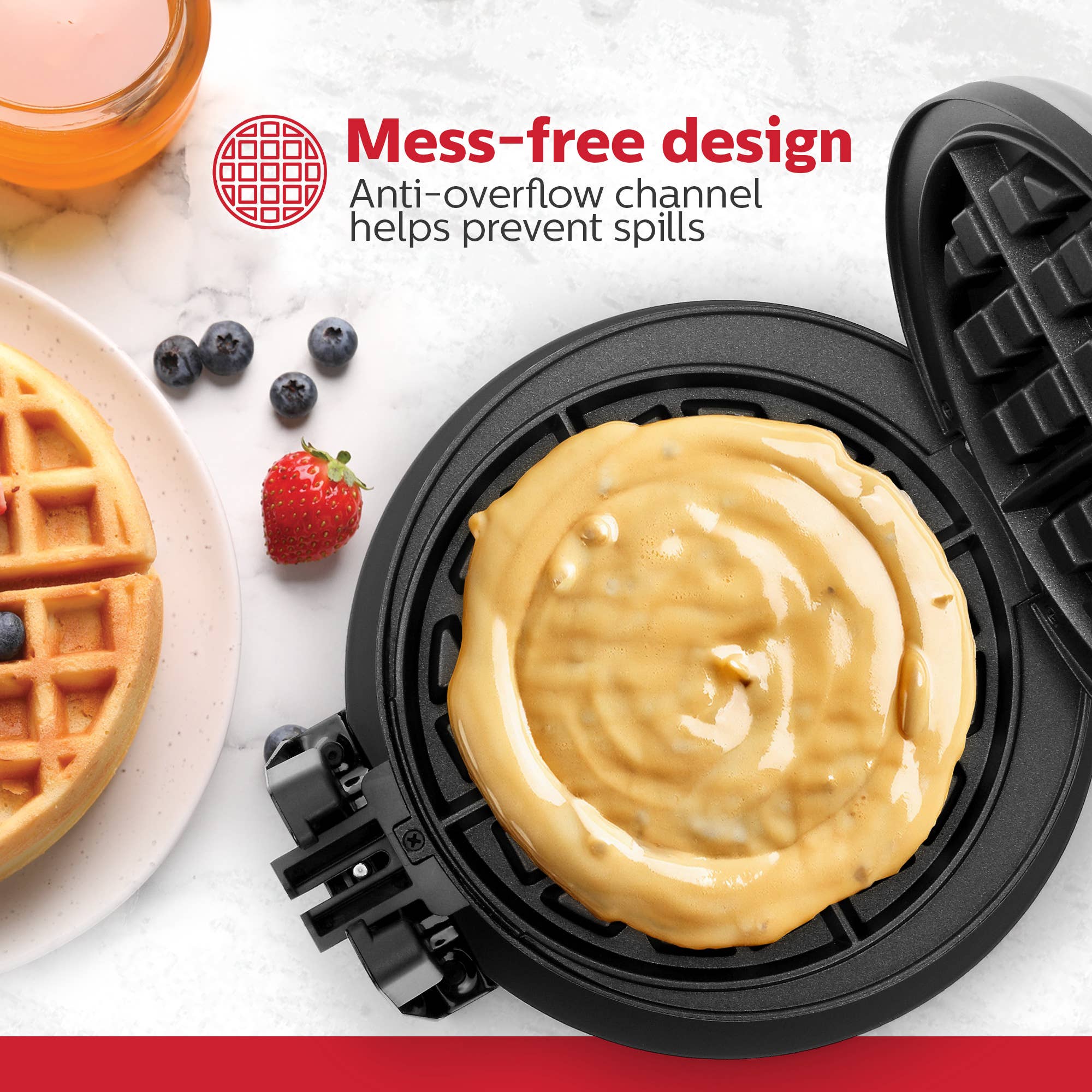 Black 7" Rotary Belgian Waffle Maker Stainless Steel - Individual for wholesale on Faire4