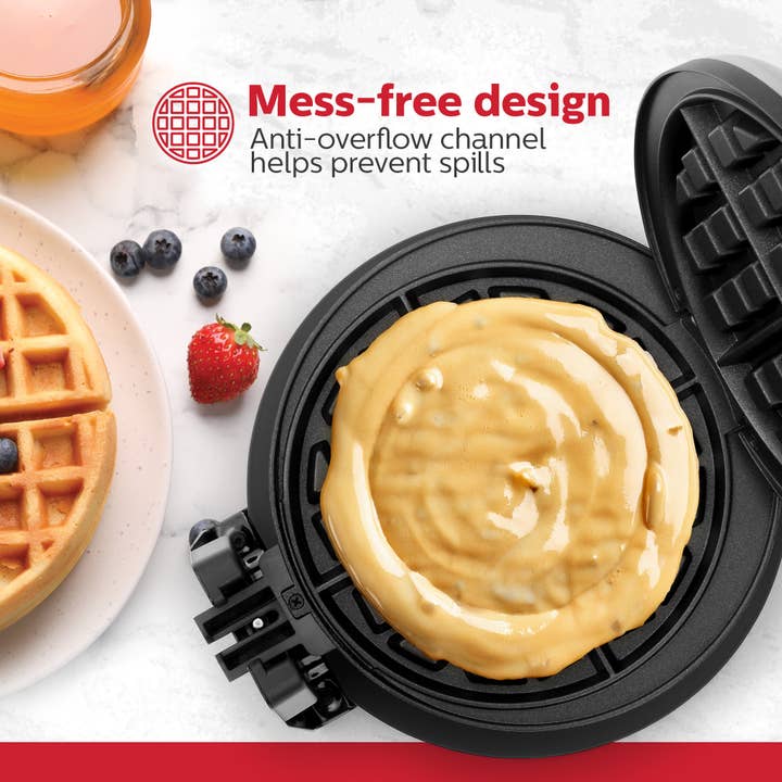 Black 7" Rotary Belgian Waffle Maker Stainless Steel - Individual for wholesale on Faire4