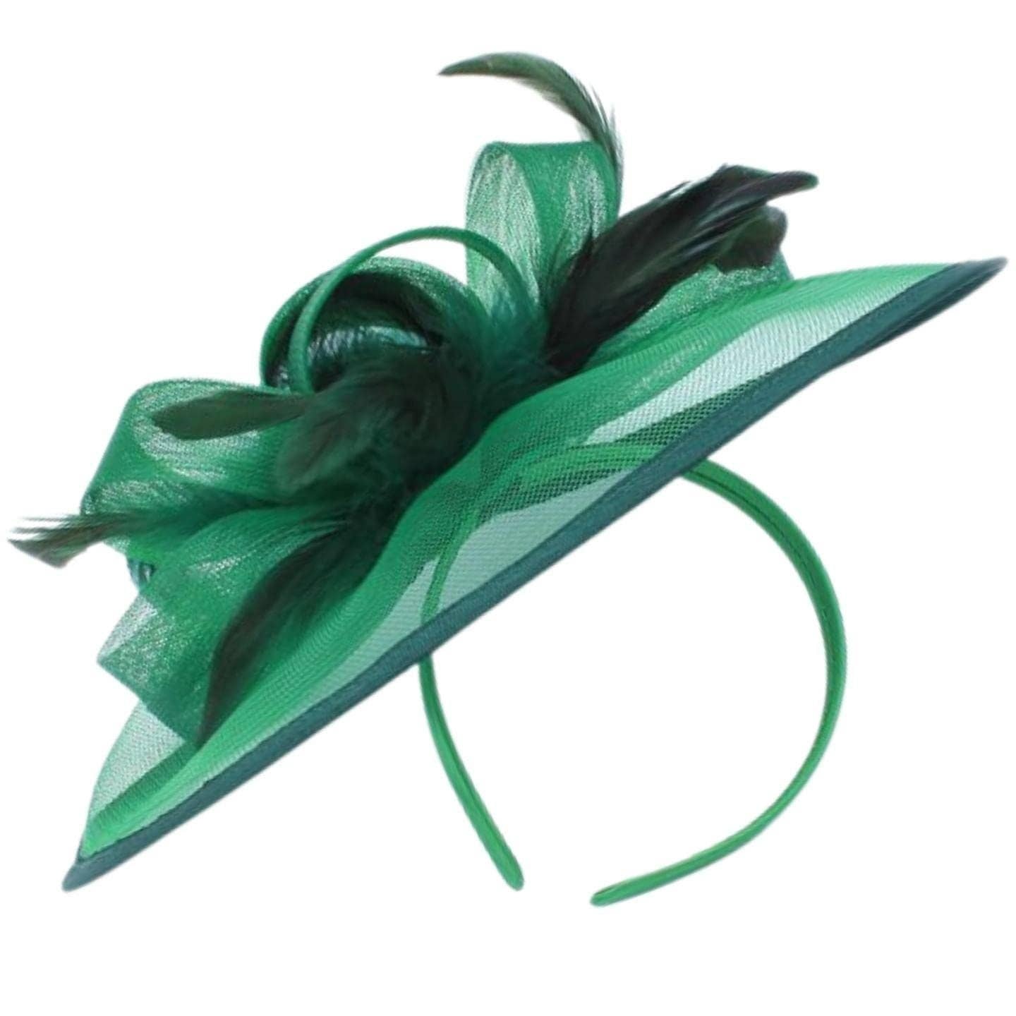 Topkids Accessories - Wholesale Fascinator Hat - Women's - Large Fascinator Headband Hair Band Feather Fascinator Hats Looped Net Wedding Hats Bridal Hats Cocktail Hats Royal Ascot Hats On Aliceband for Women, Ladies, Girls0
