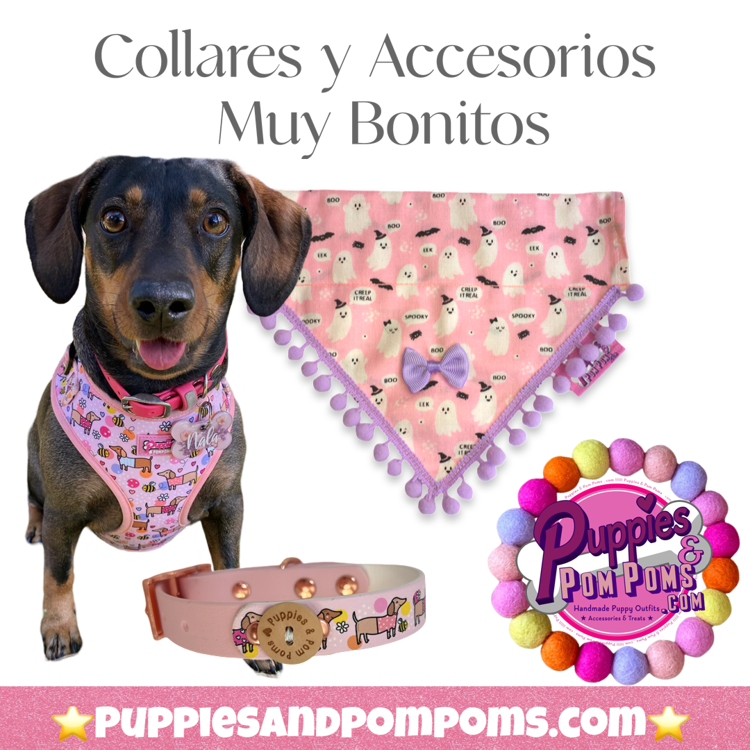 Puppies & Pom Poms - Wholesale Pet Bandana - Dog - Cute Pink Ghosts! Halloween Pompom Dog Bandana11