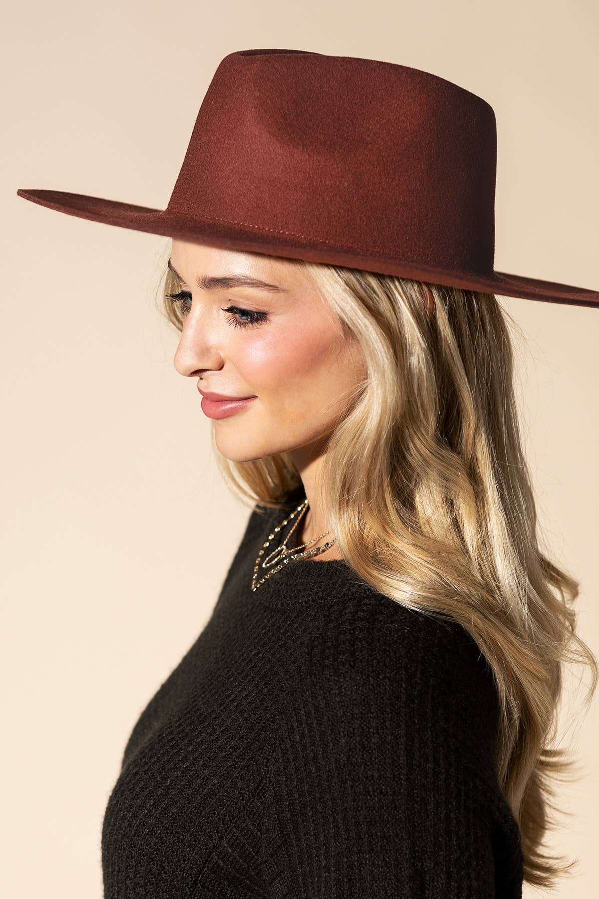 Urbanista – Großhandel Fedora-Hut – Damen – 100 % australischer Woll-Panama-Hut mit Tropfen-Krone und steifer Krempe – Ruggine7