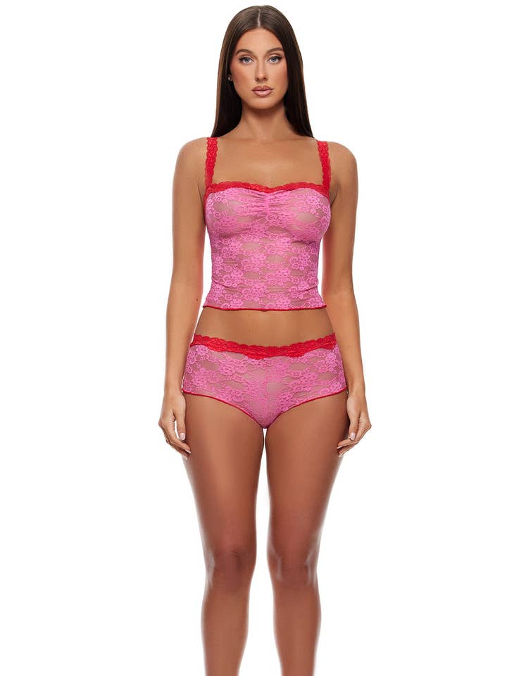 Lounge Affair Cami and Boyshorts Lingerie Set for wholesale by Forplay Inc.