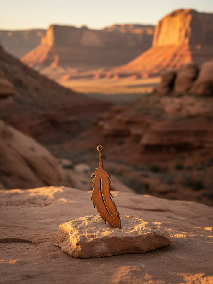 Single Feather Native Rustic Ornament for wholesale by Universal Ironworks USA