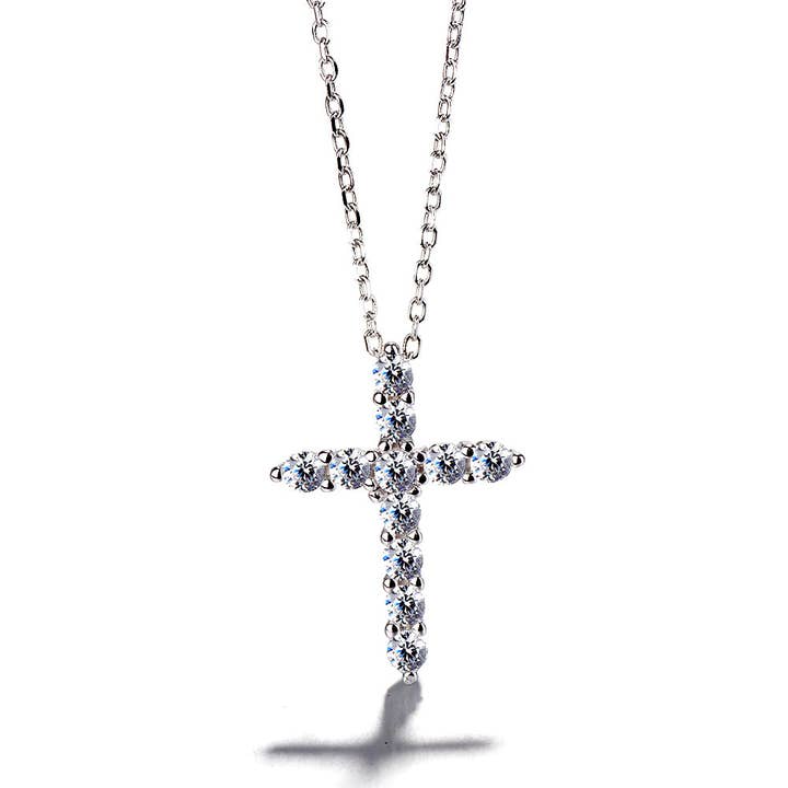 Amy and Annette - Wholesale Pendant/Charm Necklace - Sterling Silver Cross Necklace with crystals from Swarovski