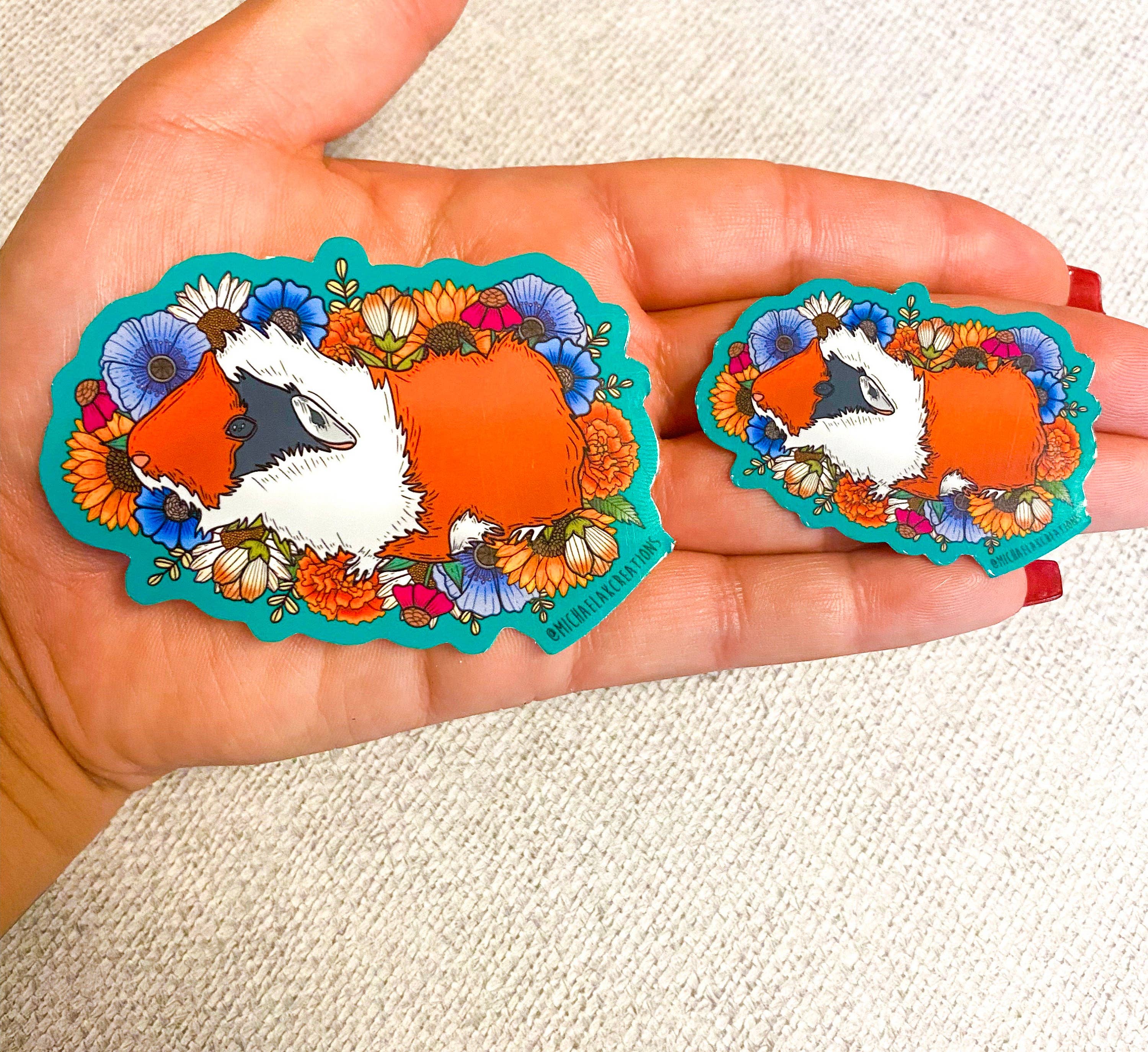 Michaela K Creations - Vente Autocollant - Cochon d'Inde | Autocollants pour hydroflask | Autocollants floraux | lapt2