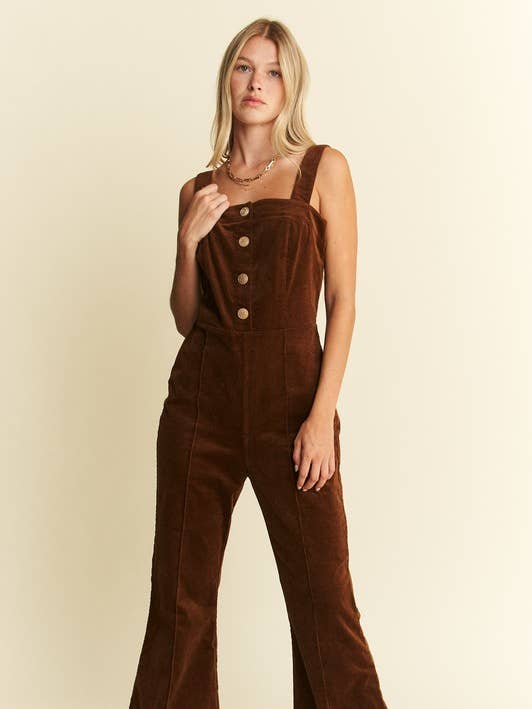 JADE BY JANE - Wholesale Jumpsuit – Women's - BUTTON DOWN CORDUROY FLARED JUMPSUIT ZIPPERED BACK5