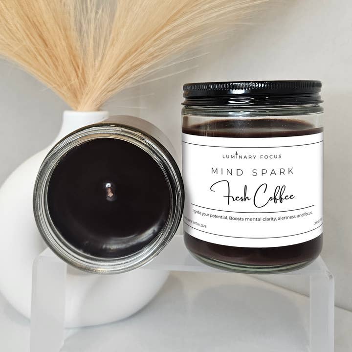 Dark Roast Coffee Candle – 8oz Clear, True Coffee Bean Scent for wholesale by Luminary Focus