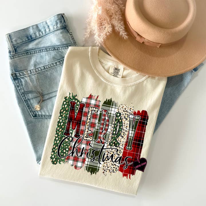 MERRY CHRISTMAS BRUSHSTROKES- Graphic Tee  for wholesale by Lauras Closet
