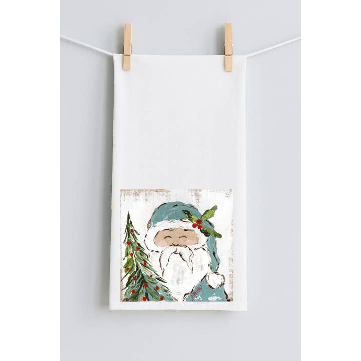 Torchon de Noël Bleu Haley pour la vente par LuckyBird Apparel and Home