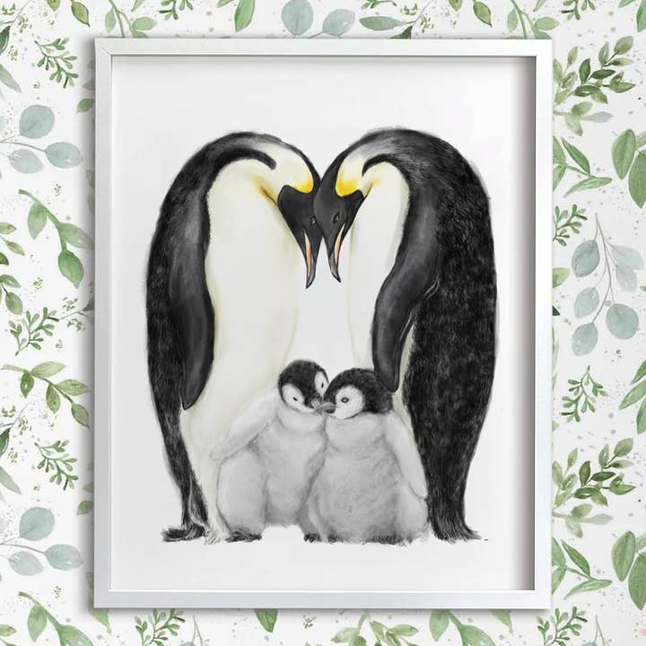 Penguin Art Print | Twins Room Decor | Familj på fyra för wholesale av Triple Studio