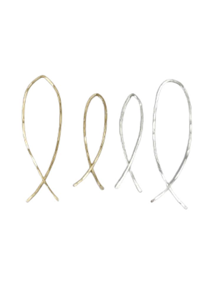 Fishtail Hammered Wire oorbel - Goud/Zilver op koper voor wholesale door A Blonde and Her Bag