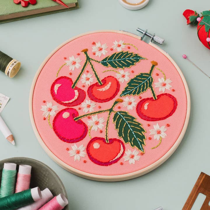 Rikrack - Wholesale Embroidery/Cross Stitch Supplies - Cherries Embroidery Kit3