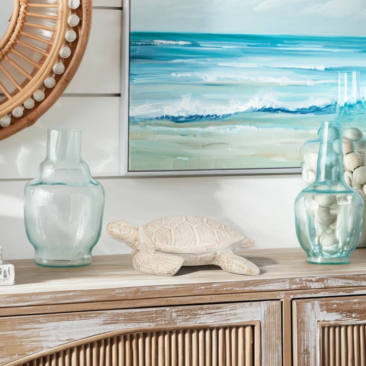 Sagebrook Home - Wholesale Decorative Figurine - Decorative Figurine - Ivory Resin Solid Sea Turtle. 10 in.1