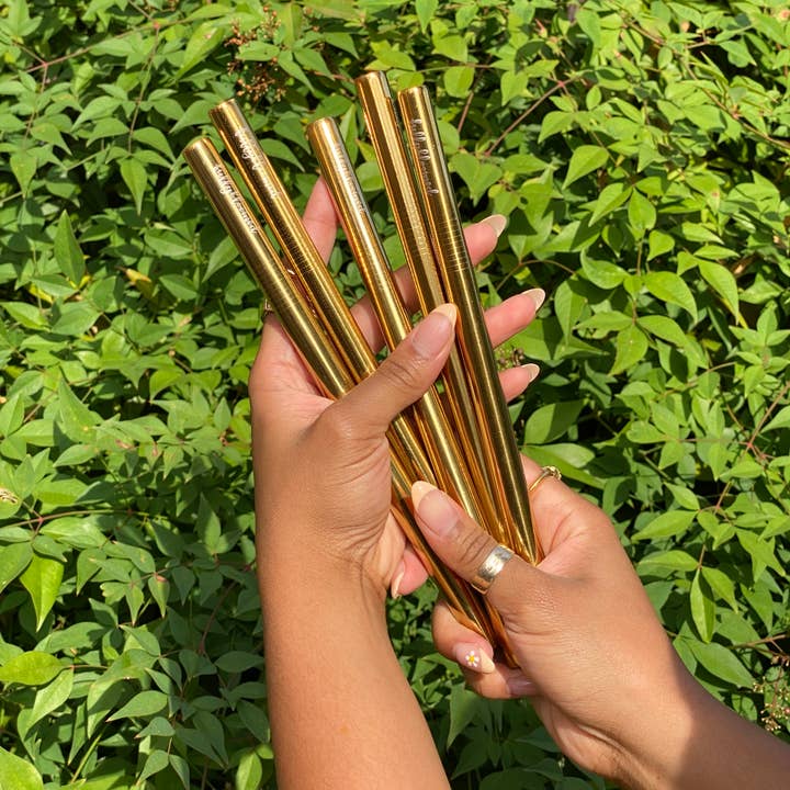 Fully Bloomed - Wholesale Drinking Straw - "DUO" Gold Straw Set1