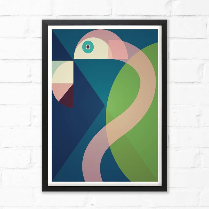 Mitten av århundradet abstrakt flamingo tryck för wholesale av Cloud Cuckoo Design