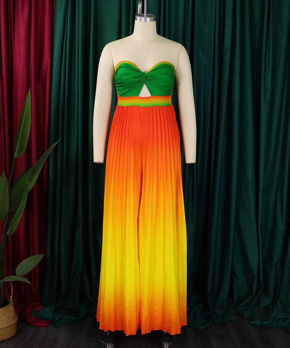 Aria Romance - Wholesale Jumpsuit - Women's - Gradient Strapless Wide-Leg Jumpsuit8