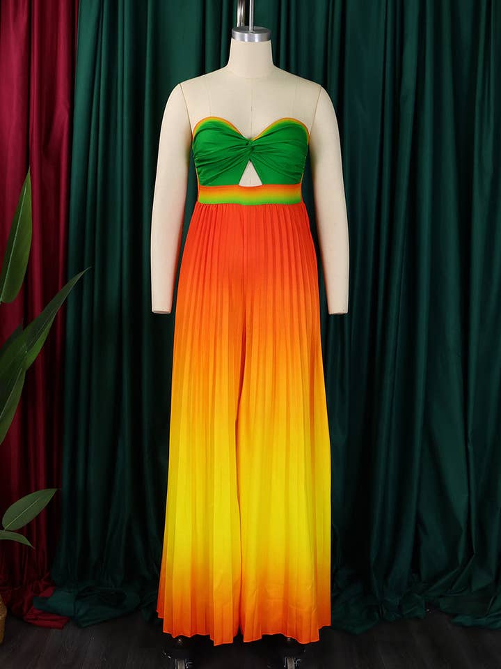 Aria Romance - Wholesale Jumpsuit - Women's - Gradient Strapless Wide-Leg Jumpsuit8