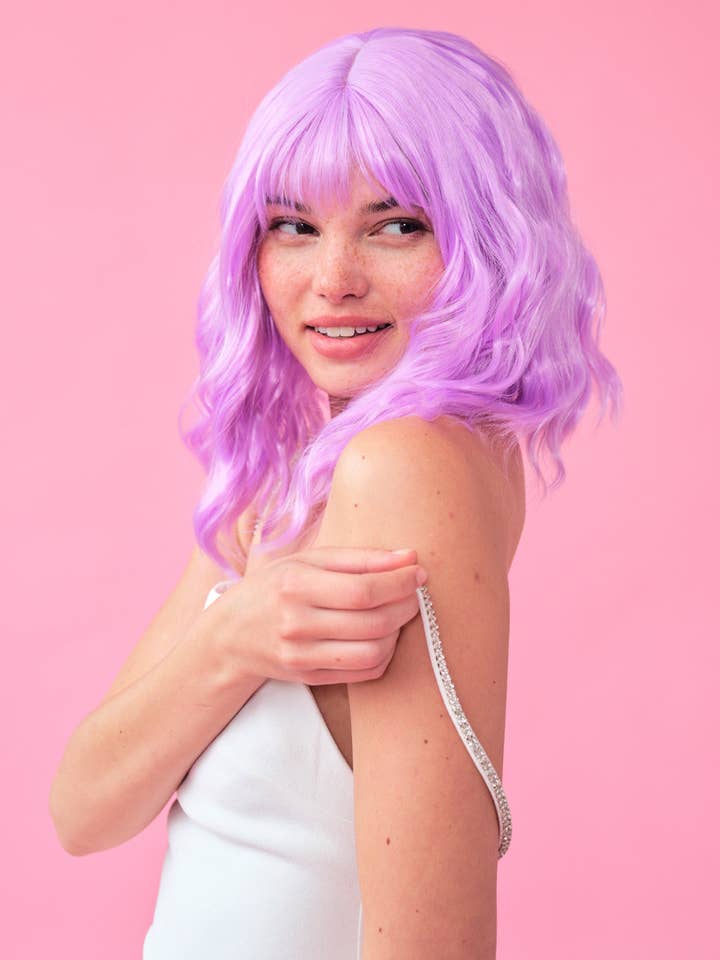 Pastel Purple Party Wig, Bachelorette Accessory, Party Decor for wholesale by xo, Fetti
