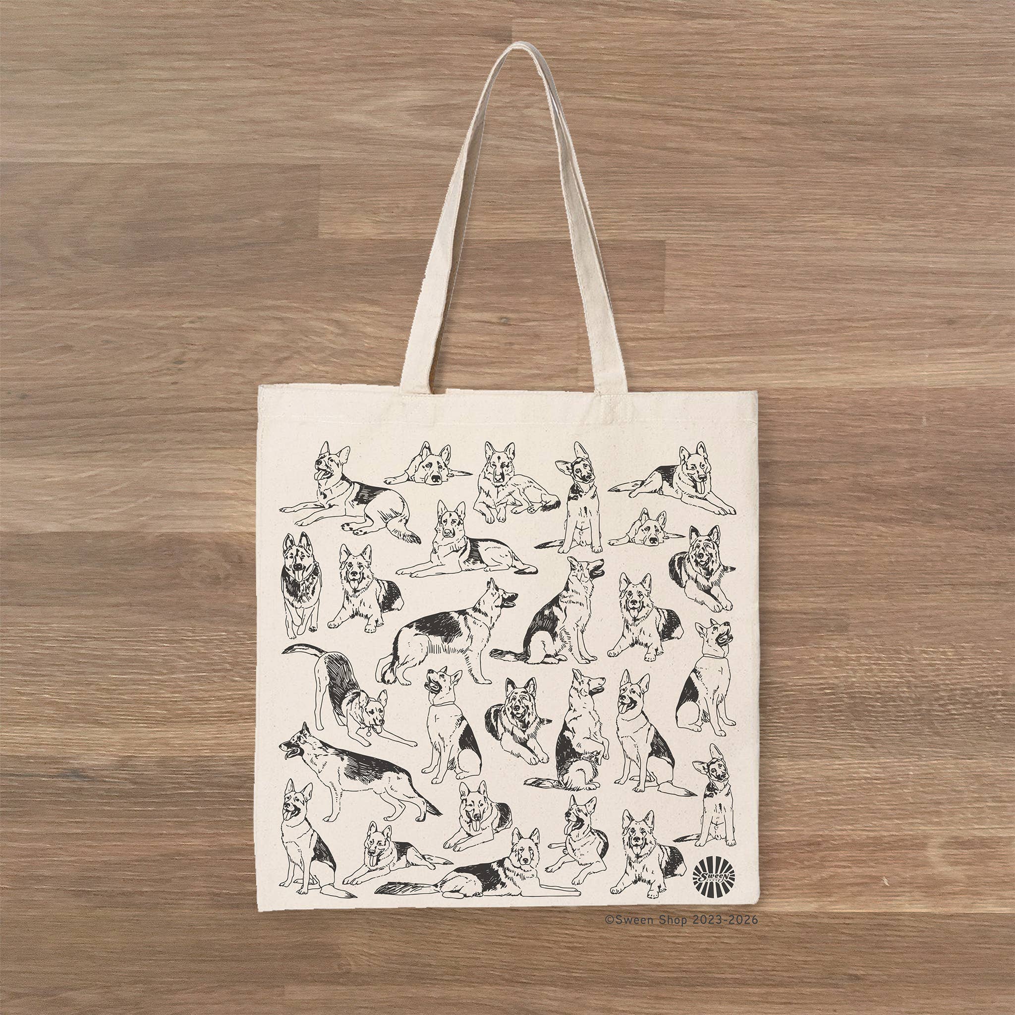 Sween Shop – Engroshandel Tote bag - Unisex – Schæferhund bomuldslærredstaske kæledyr hund gave sommer5