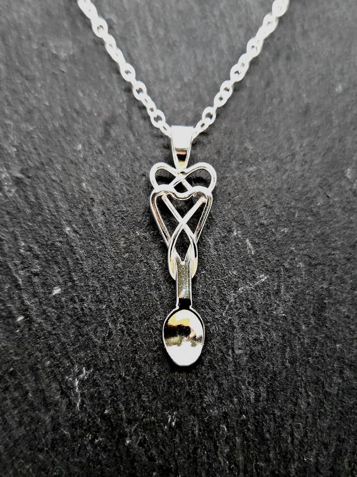 Double Heart Welsh Lovespoon Necklace for wholesale by Caerynys Shed Jewellery