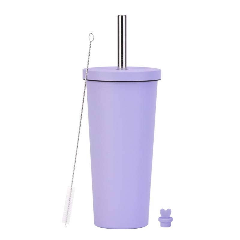 Candles Meta - Wholesale Insulated Mug/Tumbler - 710ml Silid Color Milk Tea Stainless Steel Cup with Straw9