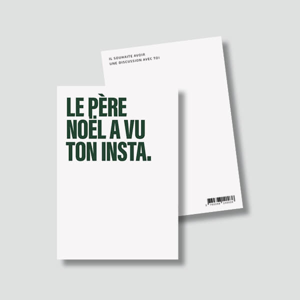 Le shop de Bulma - Vente Cartes de Noël - Carte "Vœux " :  Le père Noël sur insta (+enveloppe)1