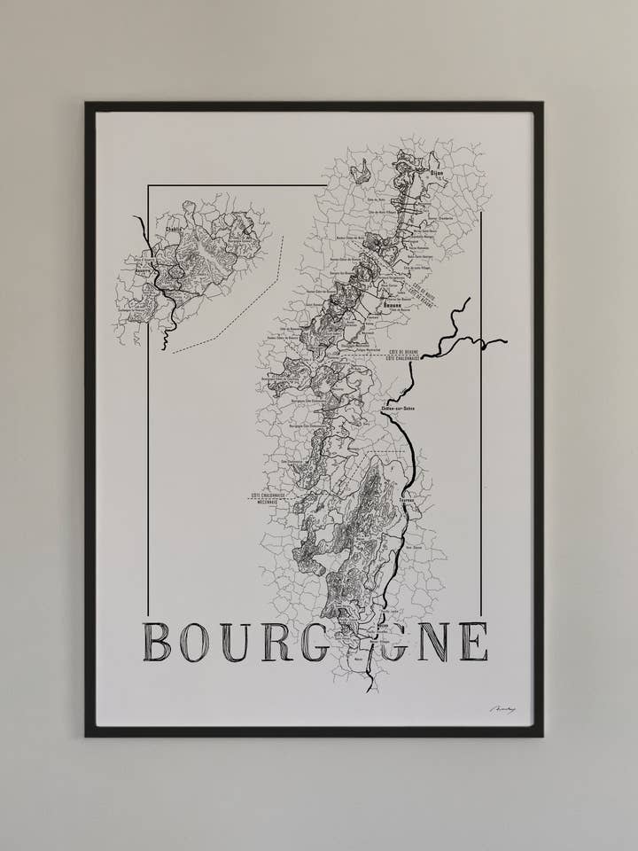 Burgundy wine map for wholesale by Brushery