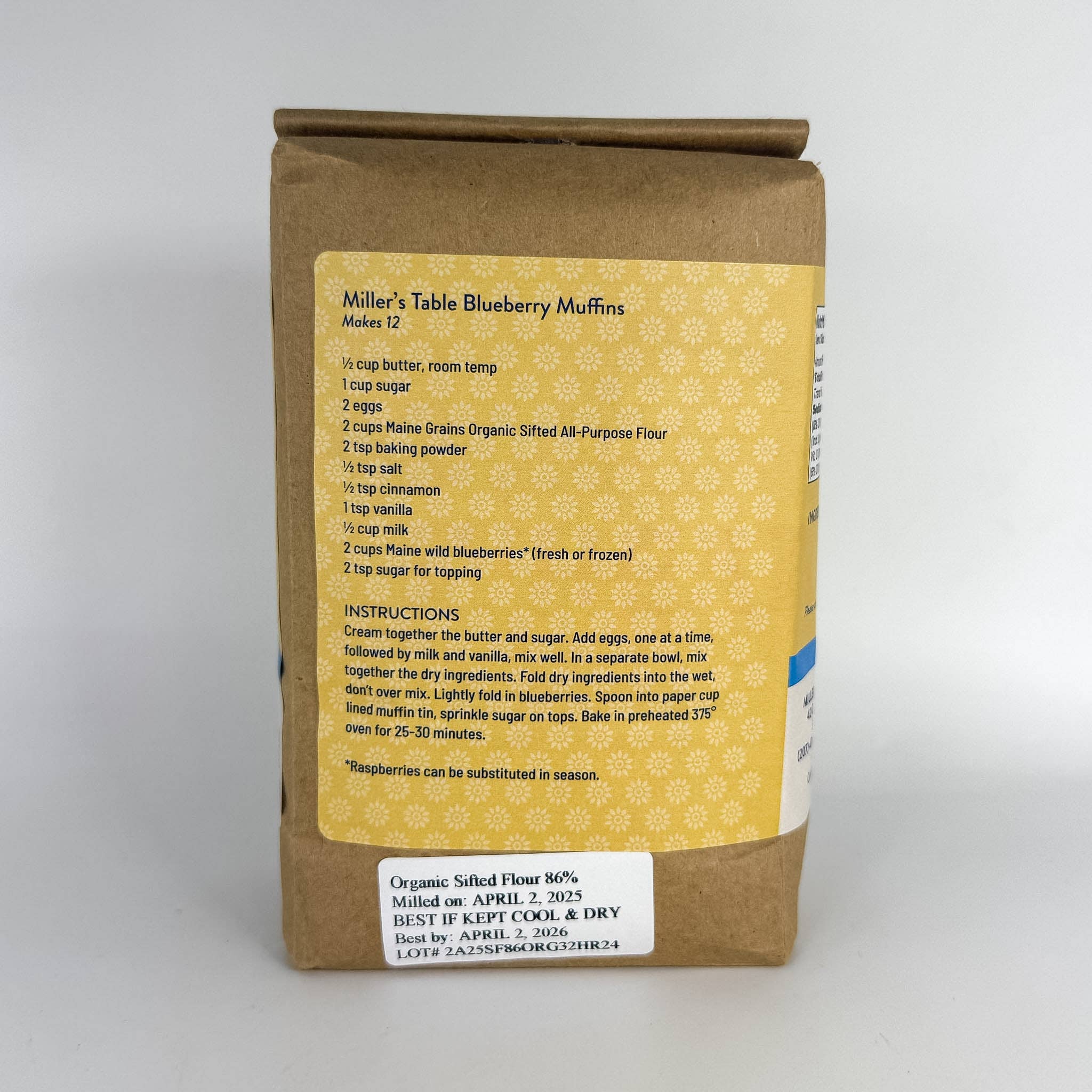 Maine Grains - Vente Farines - Farine de blé tamisée biologique/6x2.4#1