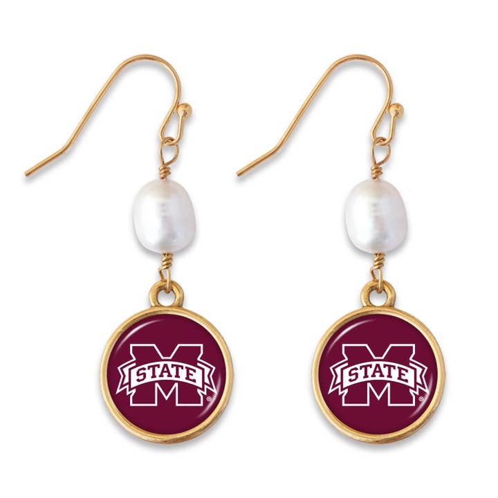 Mississippi State Bulldogs Diana Gold Earrings for wholesale by From The Heart
