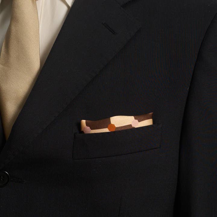 "Checkerboard" Silk Pocket Square - Coffee for wholesale on Faire