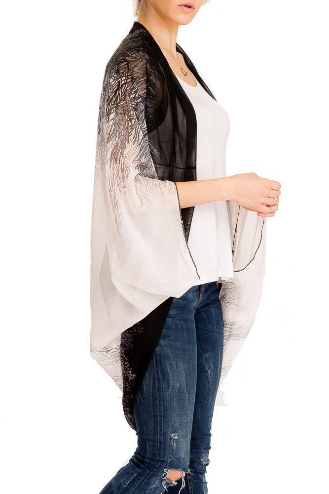 Cap Zone - Vendita all'ingrosso Kimono - Donna - Kimono in chiffon con stampa naturale Boho chic6