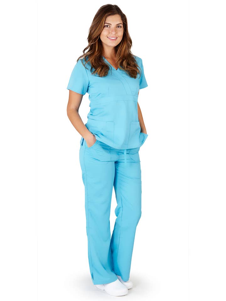 Eastern Off Price - Wholesale Healthcare Uniform - Women's - Ultra Soft Brand Women's Junior Fit Scrub Set 39113 Blue