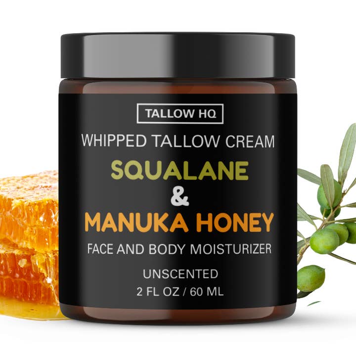 Tallow Cream with Squalane & Manuka Honey, Face and Body-2oz for wholesale by TALLOW HQ