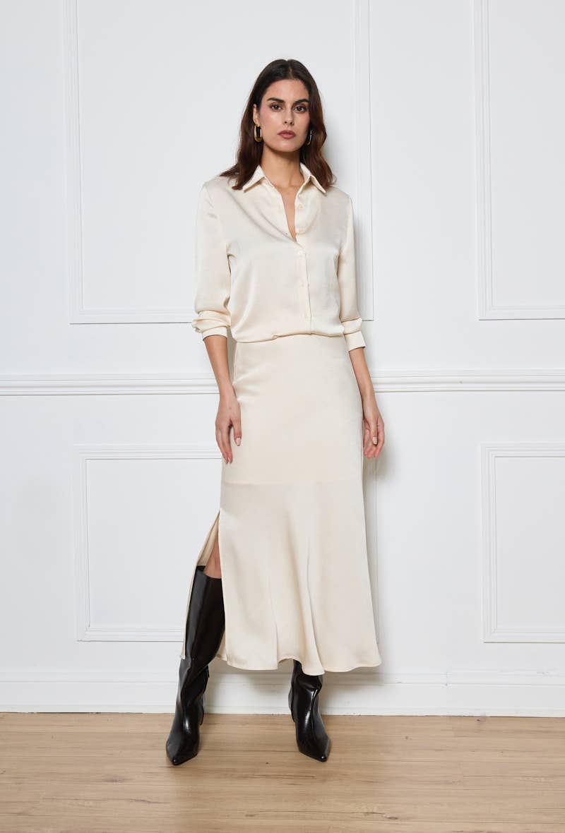 LULUMARY - Wholesale Skirt - Women's - Satin Skirt SK85614