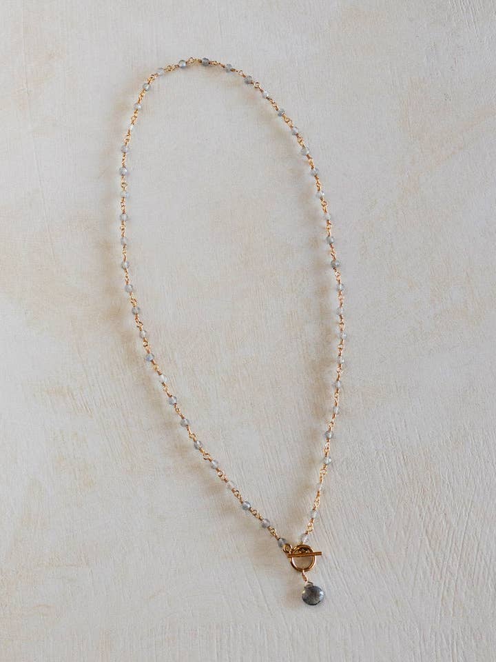 Gemma natural stone & 14K gold filled rosary chain necklace for wholesale by The Loved One