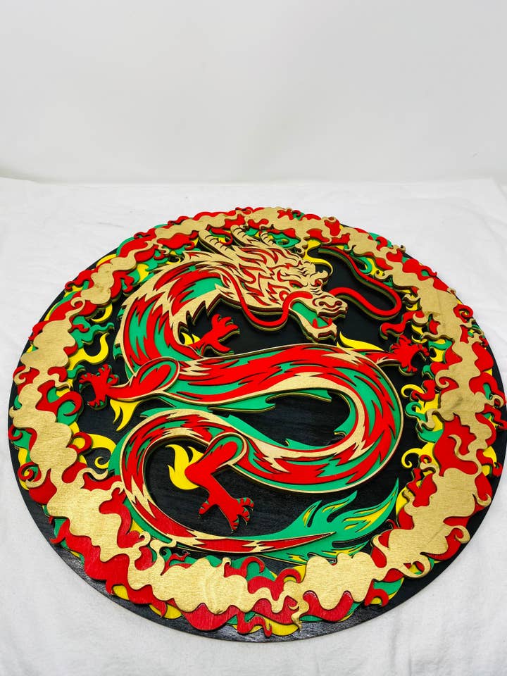 Wall Decoration Dragon Circle Mandala 3D Art Multilayer Art Home Decor for wholesale by Spencer's Custom Wood