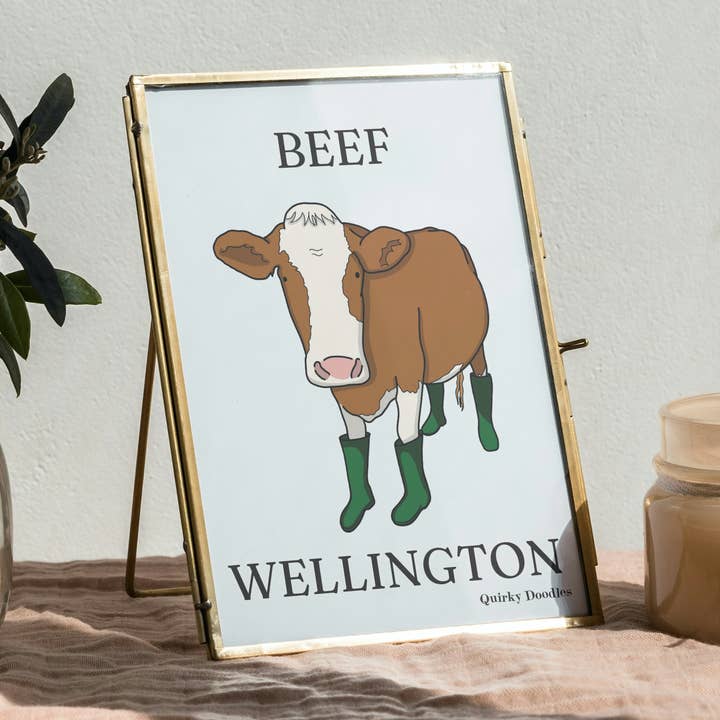 Beef Wellington A5 Print for wholesale by Quirky Doodles
