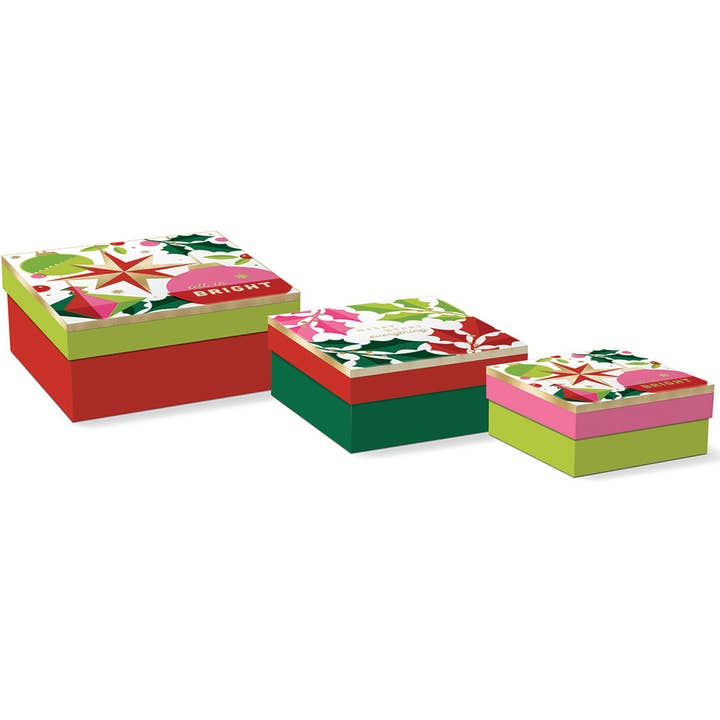 Square Nesting Box Set Of 3 - All Is Bright for wholesale by Lady Jayne