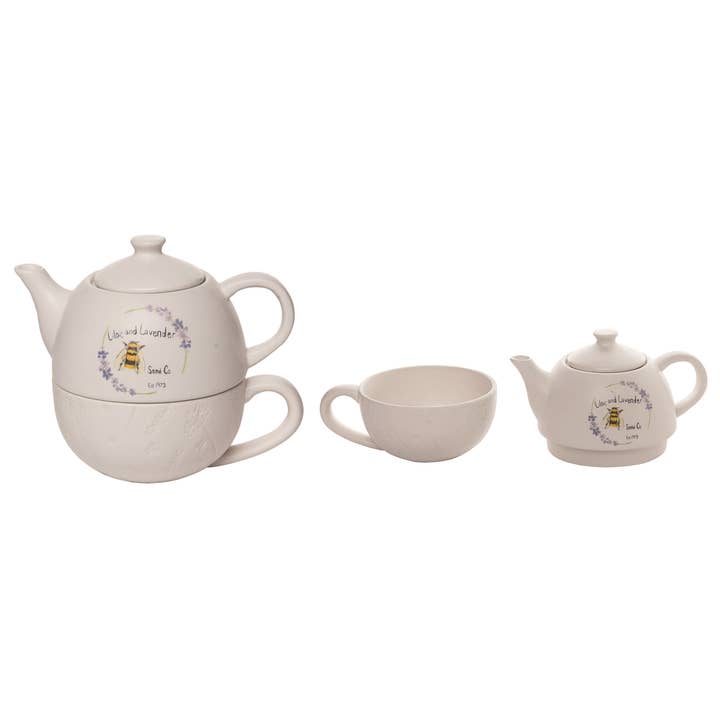 Transpac - Wholesale Tea Set - CLOSEOUT Ceramic 6.75" Lavender and Lilac Tea for One Set