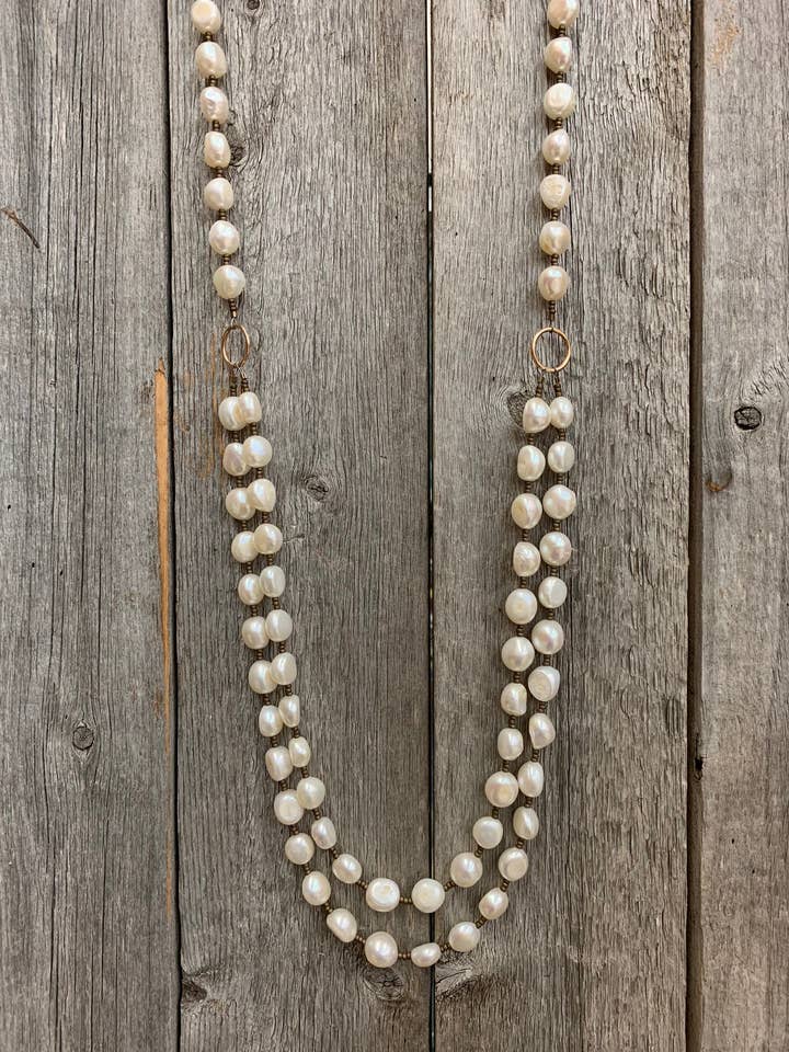 16275 2std Freshwater Pearls with Bronze for wholesale by J.Forks Designs