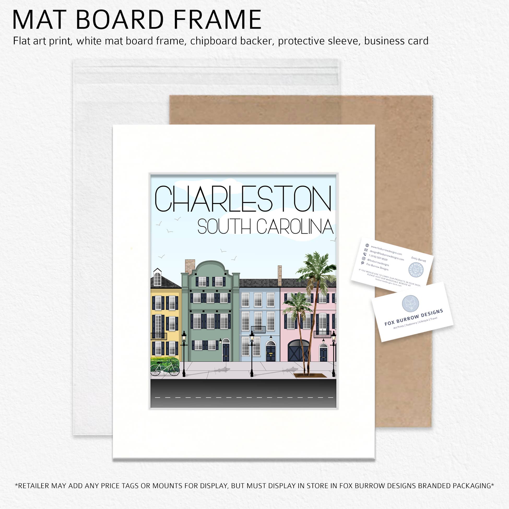 Fox Burrow Designs - Wholesale Art Print - South Carolina Travel Art Print - Charleston Rainbow Row4