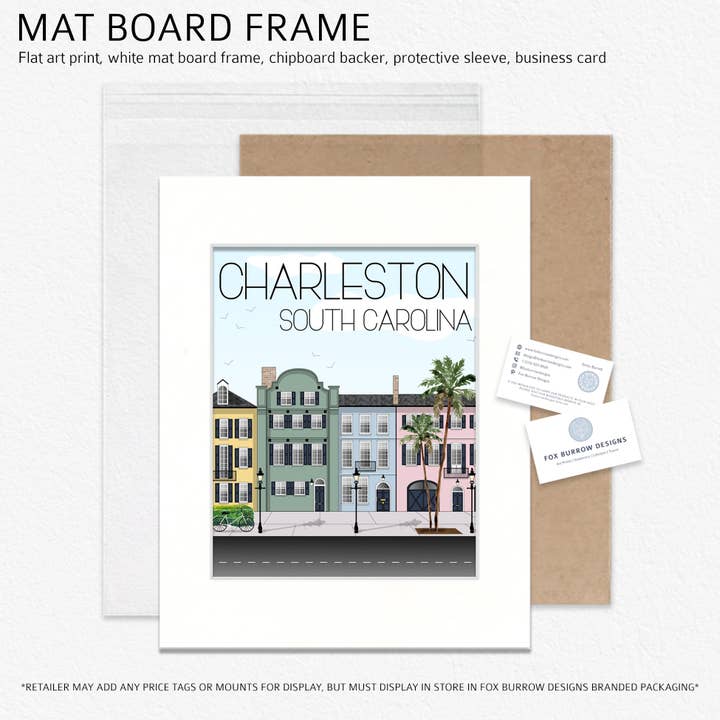 Fox Burrow Designs - Wholesale Art Print - South Carolina Travel Art Print - Charleston Rainbow Row4