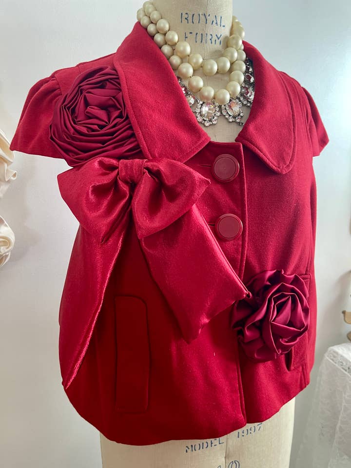 Red Blazer with Bow for wholesale by Farm Charm Couture