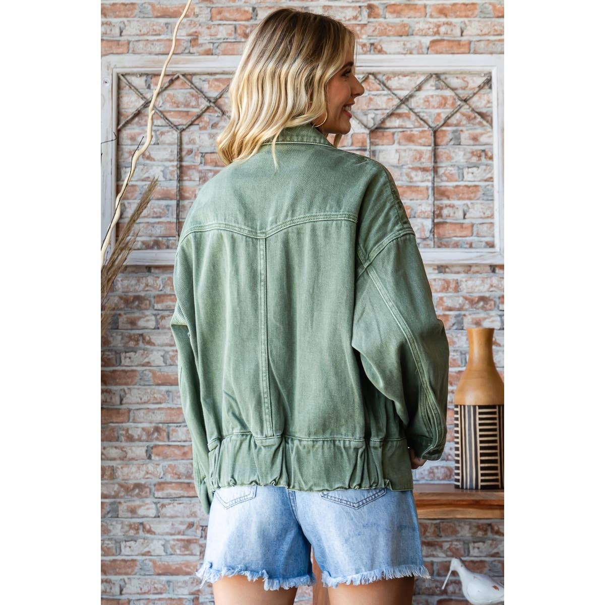 Veveret - Vente Veste en jean – femme - Veste cargo en jean surdimensionnée16