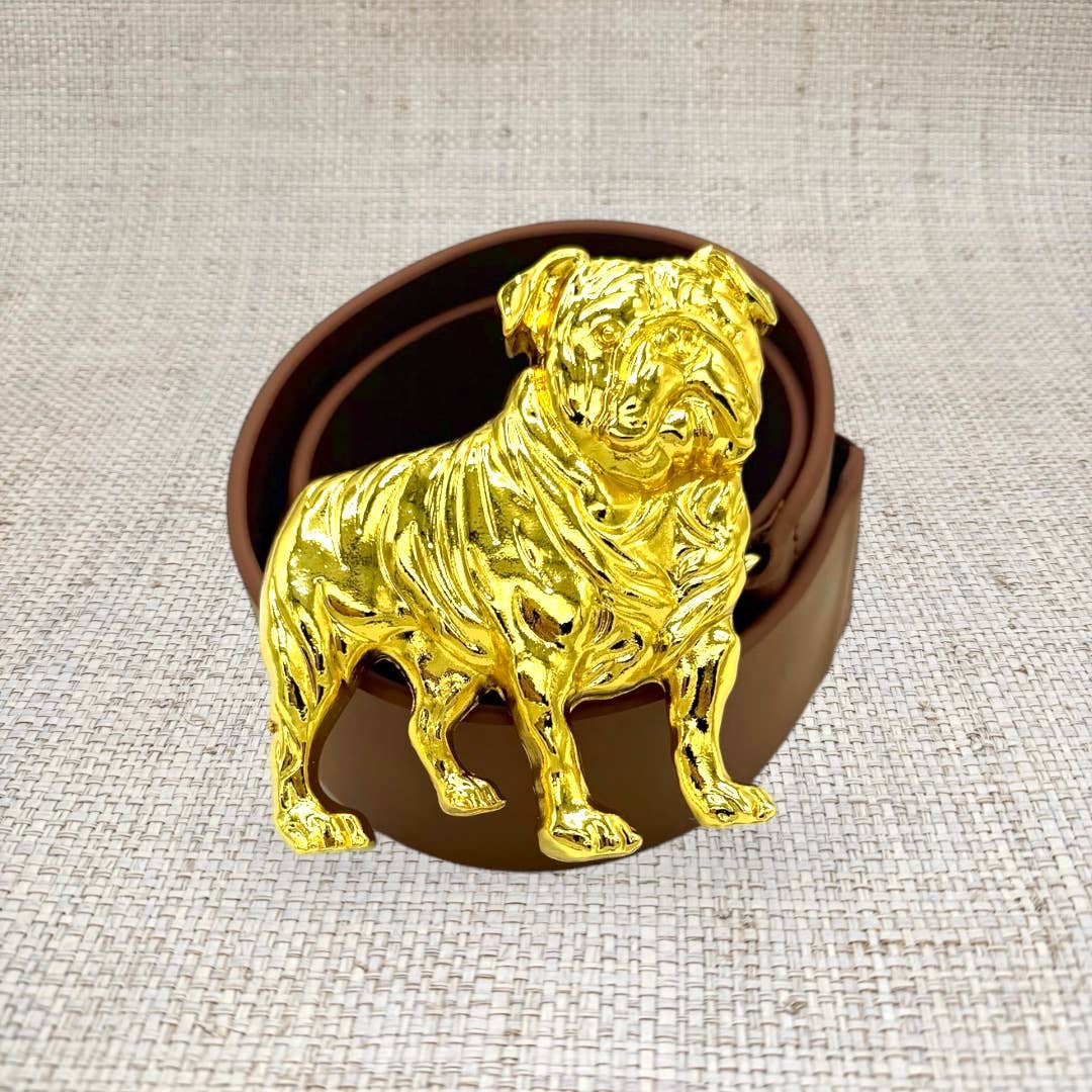 Garland Bags - Wholesale Belt Buckle - Women's - Bulldog Interchangeable Artisan Belt Buckle w/ Gold Finish