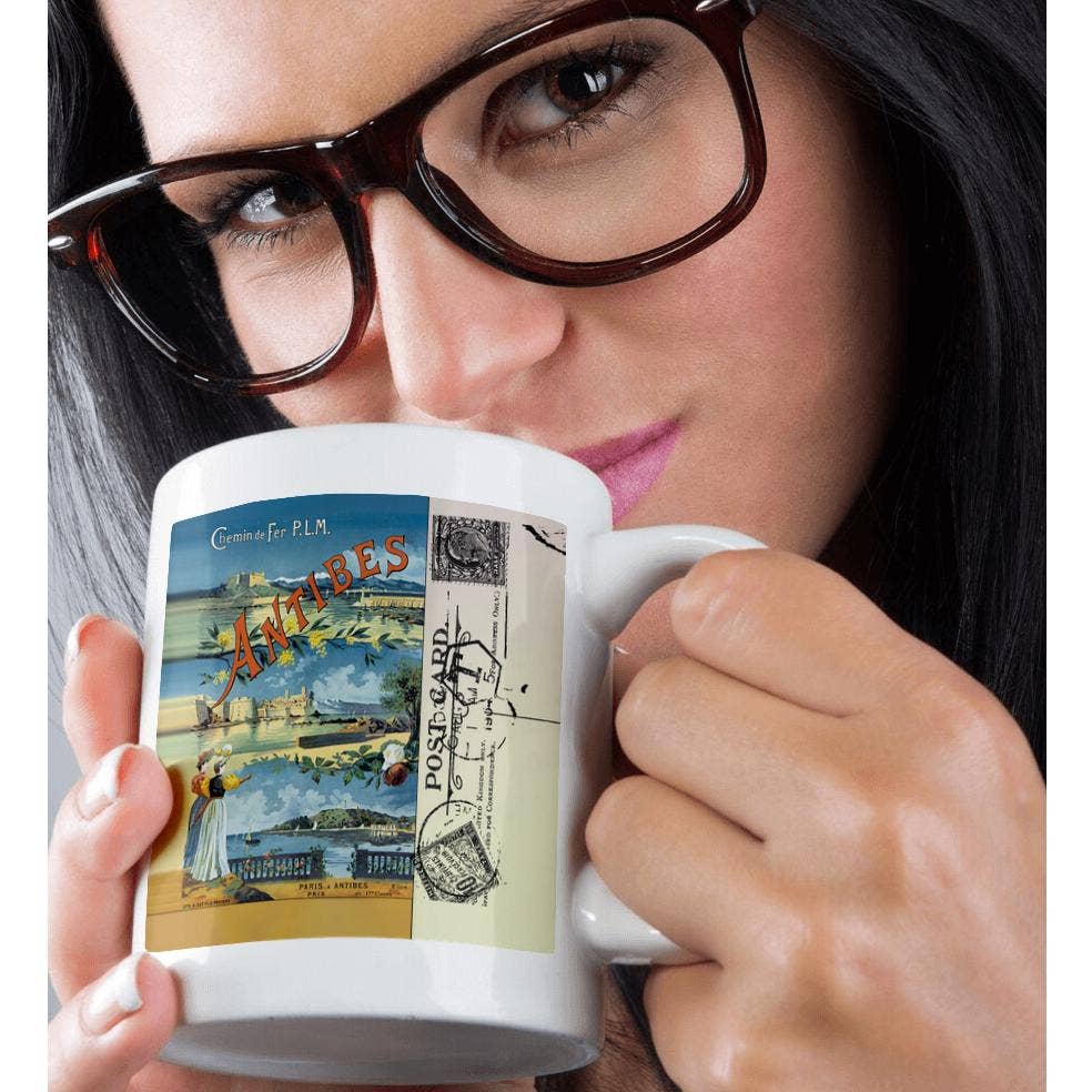 3dRose - Wholesale Coffee Mug - 3dRose, Vintage Antibes Travel Postcard, Mug9